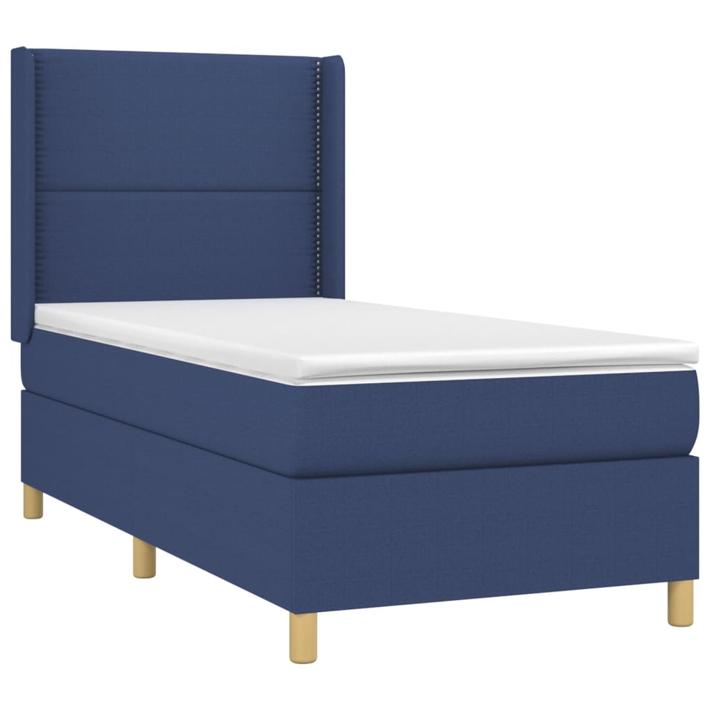 vidaXL Κρεβάτι Boxspring με Στρώμα & LED Μπλε 90x190 εκ. Υφασμάτινο