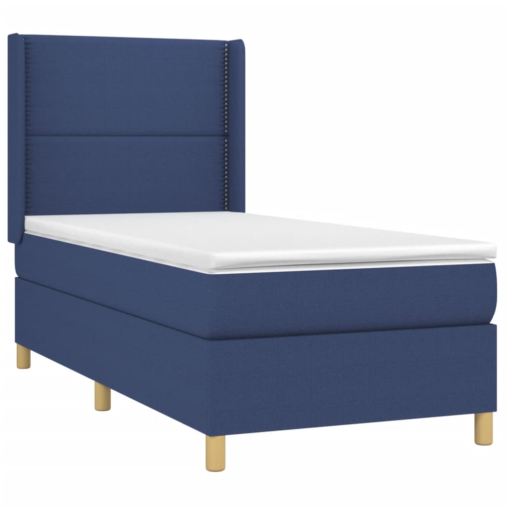 vidaXL Κρεβάτι Boxspring με Στρώμα & LED Μπλε 90x200 εκ. Υφασμάτινο