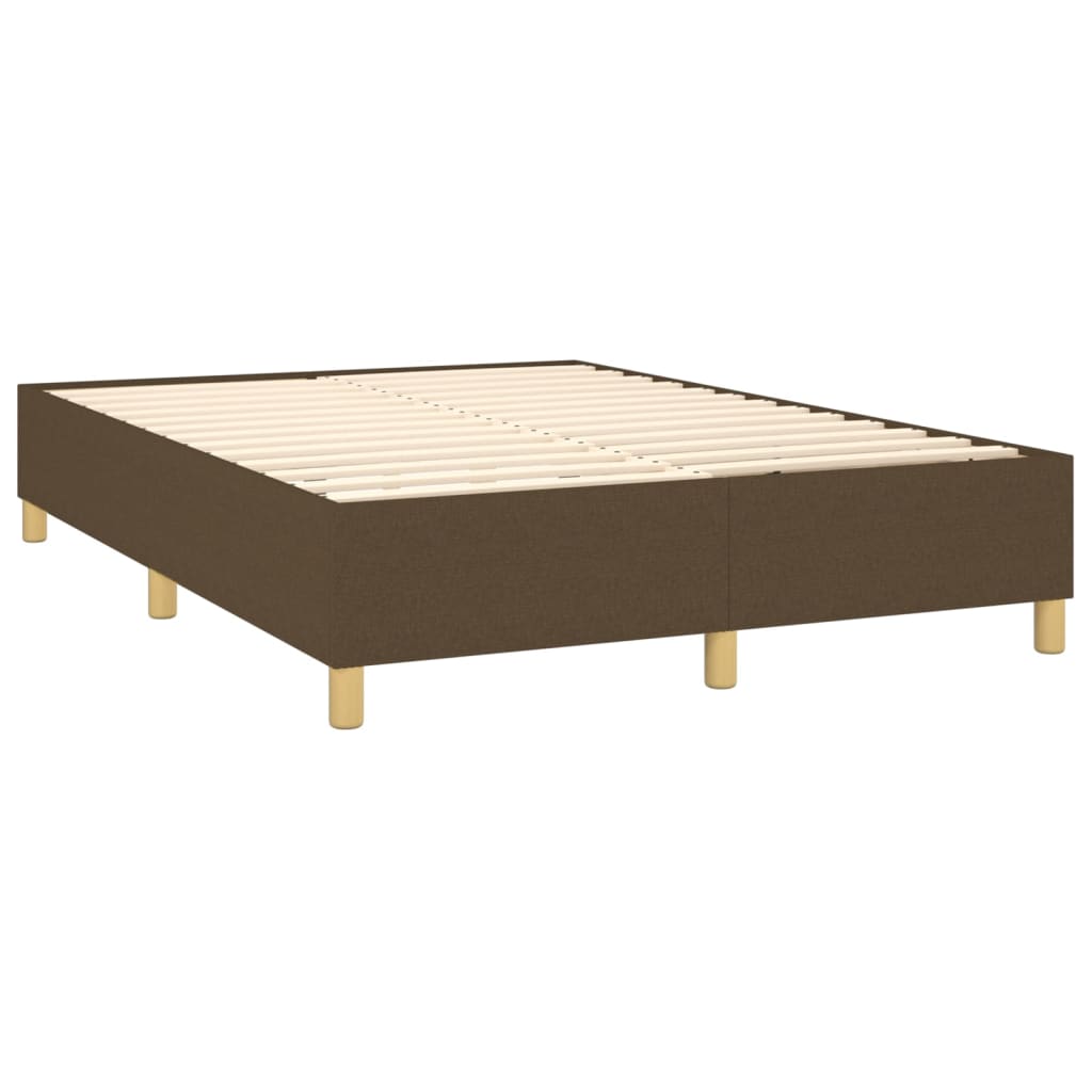 vidaXL Κρεβάτι Boxspring με Στρώμα & LED Σκ.Καφέ 140x190εκ. Υφασμάτινο