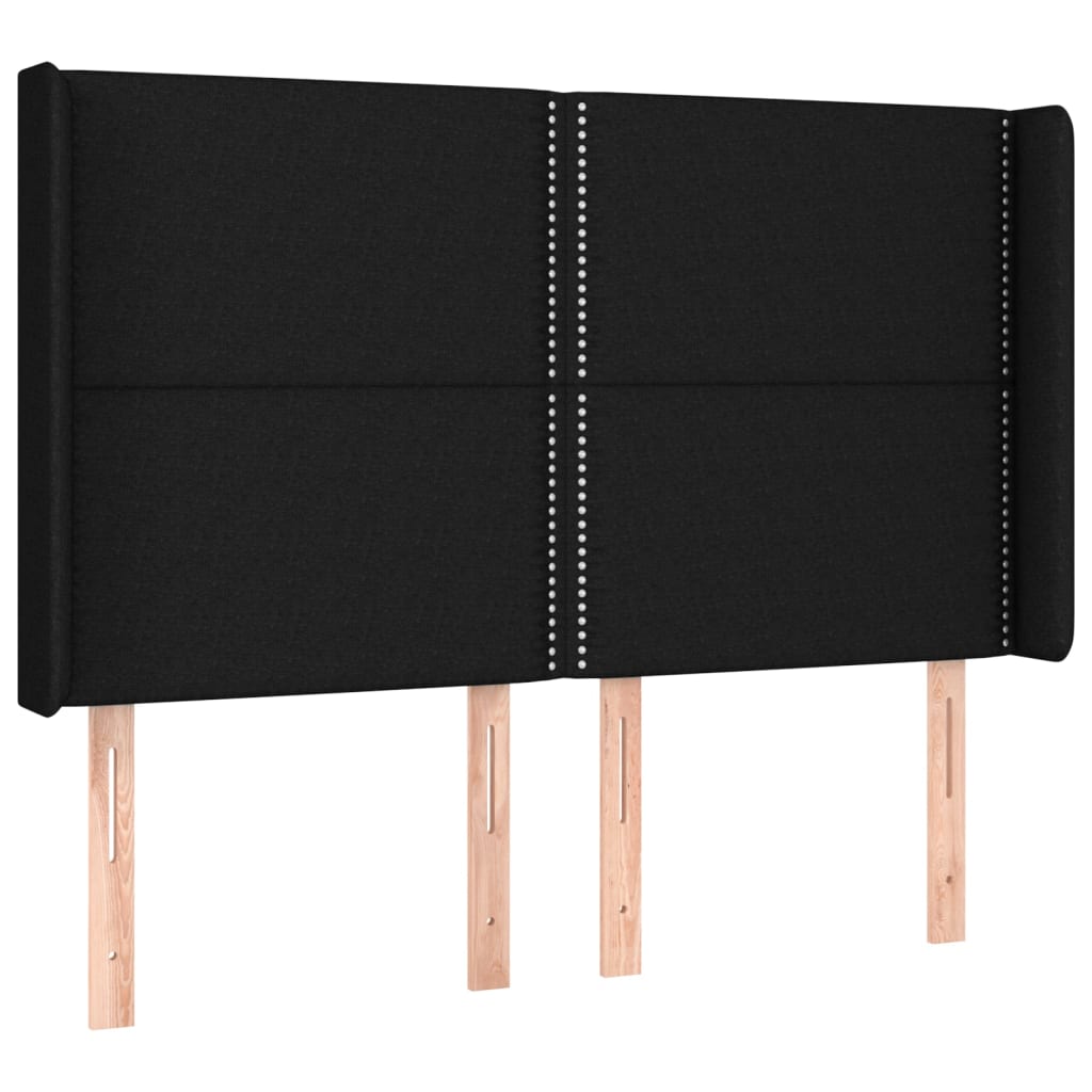 vidaXL Κρεβάτι Boxspring με Στρώμα & LED Μαύρο 140x200 εκ. Υφασμάτινο