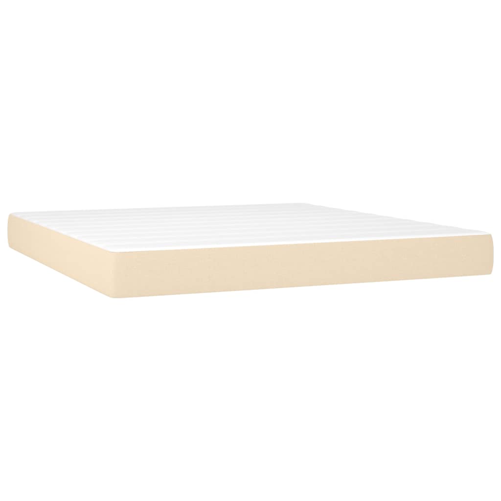 vidaXL Κρεβάτι Boxspring με Στρώμα & LED Κρεμ 180x200 εκ. Υφασμάτινο