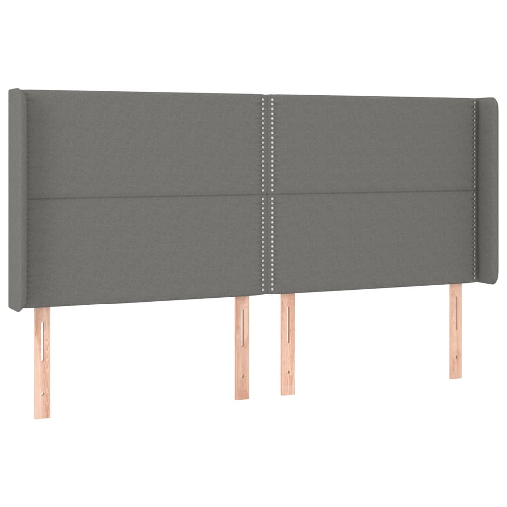 vidaXL Κρεβάτι Boxspring με Στρώμα & LED Σκ.Γκρι 200x200εκ. Υφασμάτινο