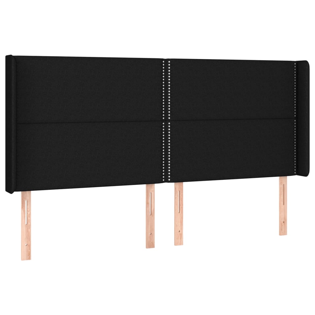 vidaXL Κρεβάτι Boxspring με Στρώμα & LED Μαύρο 200x200 εκ. Υφασμάτινο