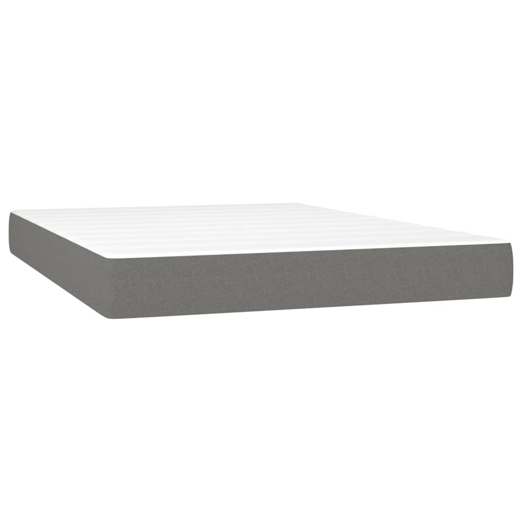 vidaXL Κρεβάτι Boxspring με Στρώμα & LED Σκ.Γκρι 140x190εκ. Υφασμάτινο