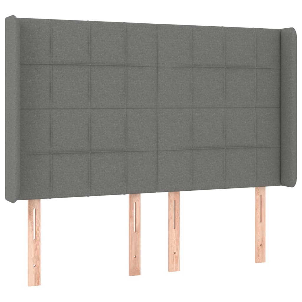 vidaXL Κρεβάτι Boxspring με Στρώμα & LED Σκ.Γκρι 140x190εκ. Υφασμάτινο
