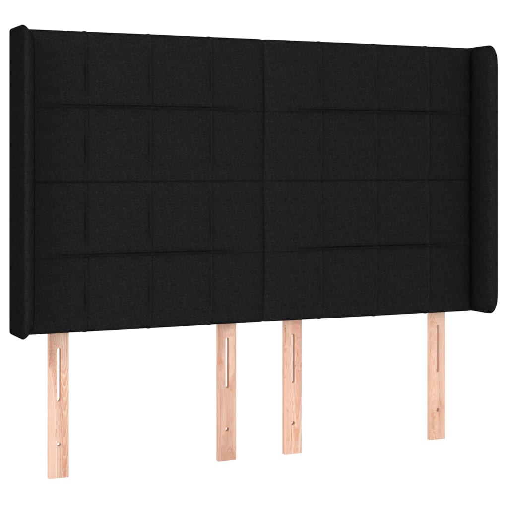 vidaXL Κρεβάτι Boxspring με Στρώμα & LED Μαύρο 140x190 εκ. Υφασμάτινο