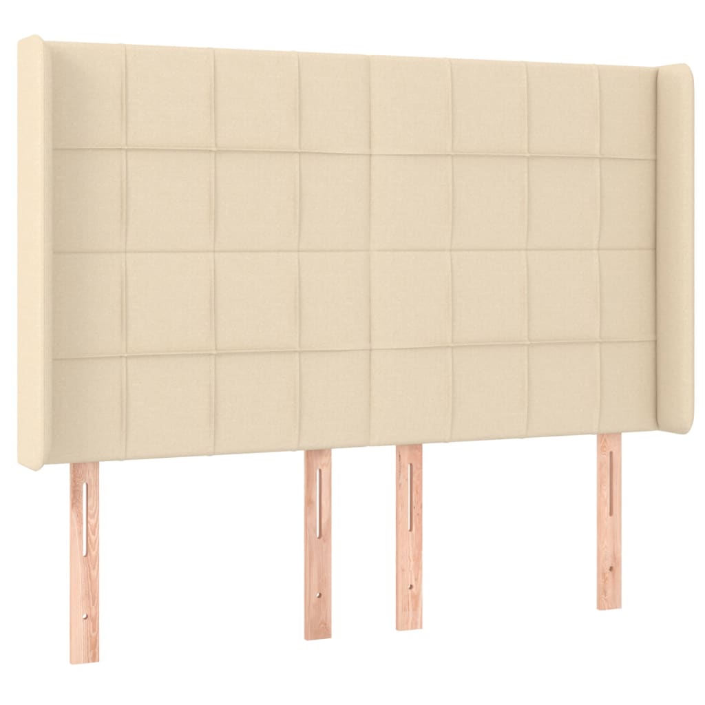 vidaXL Κρεβάτι Boxspring με Στρώμα & LED Κρεμ 140x190 εκ. Υφασμάτινο