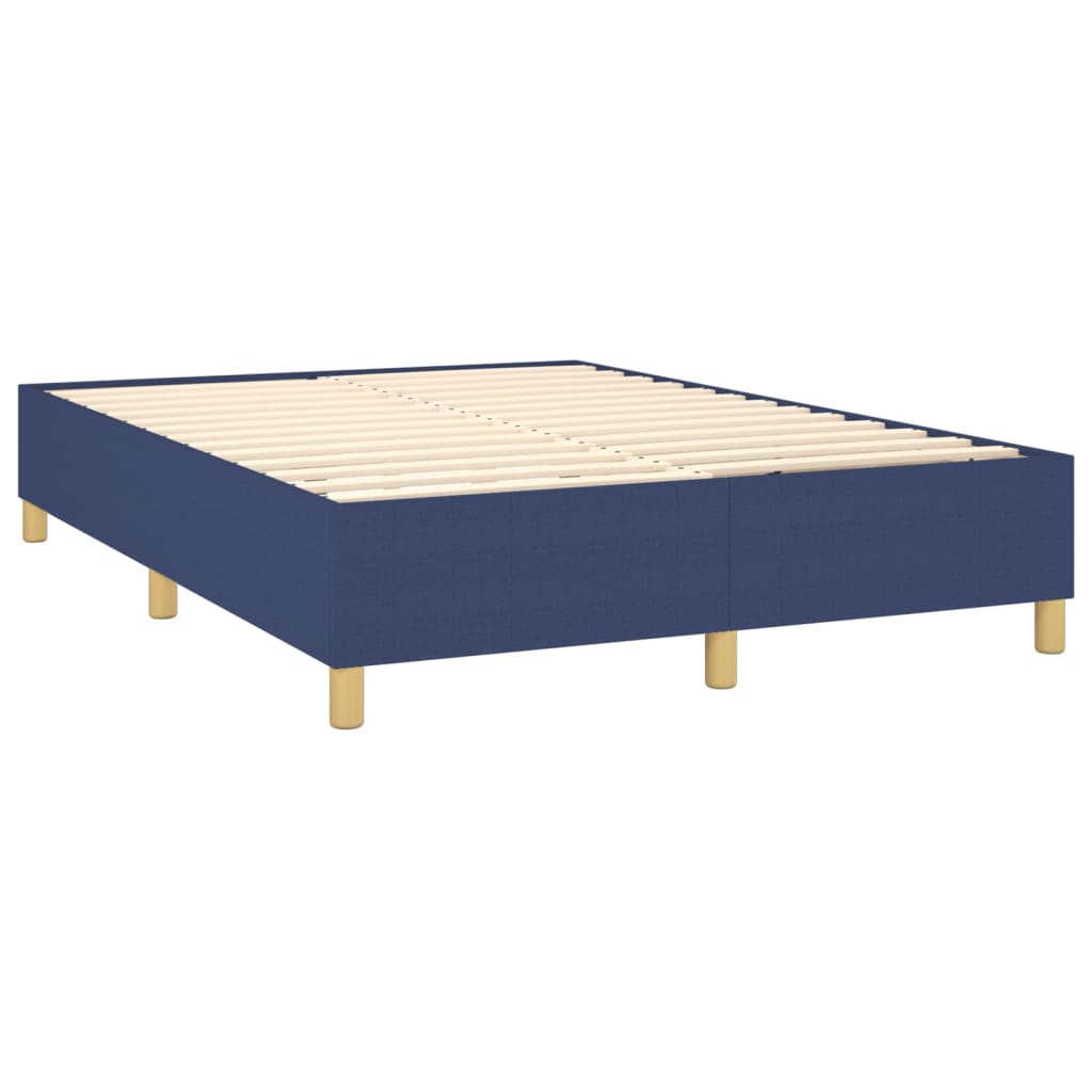 vidaXL Κρεβάτι Boxspring με Στρώμα & LED Μπλε 140x200 εκ. Υφασμάτινο