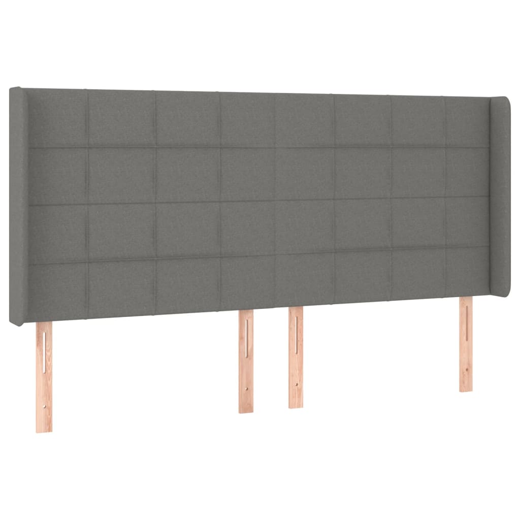 vidaXL Κρεβάτι Boxspring με Στρώμα & LED Σκ.Γκρι 160x200 εκ Υφασμάτινο
