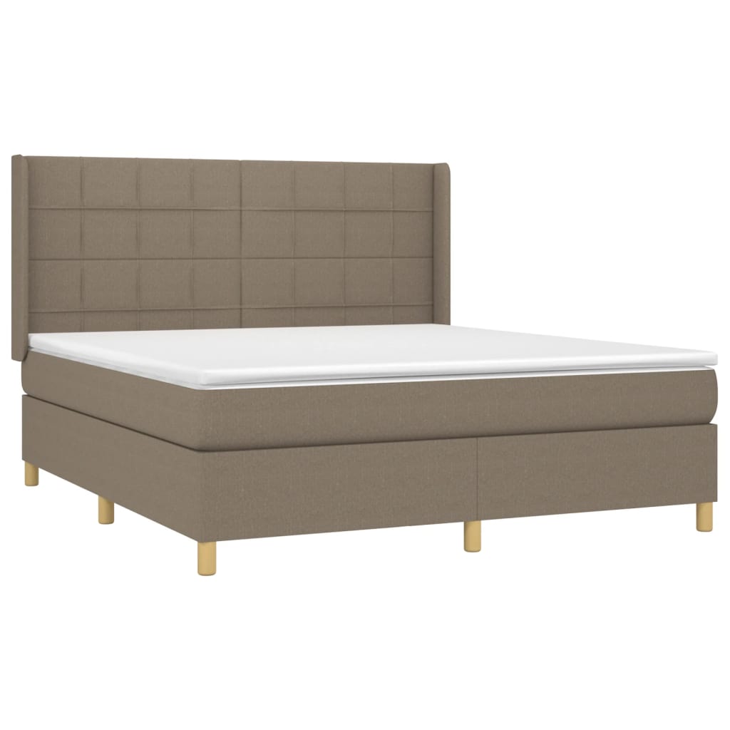 vidaXL Κρεβάτι Boxspring με Στρώμα & LED Taupe 160x200 εκ. Υφασμάτινο