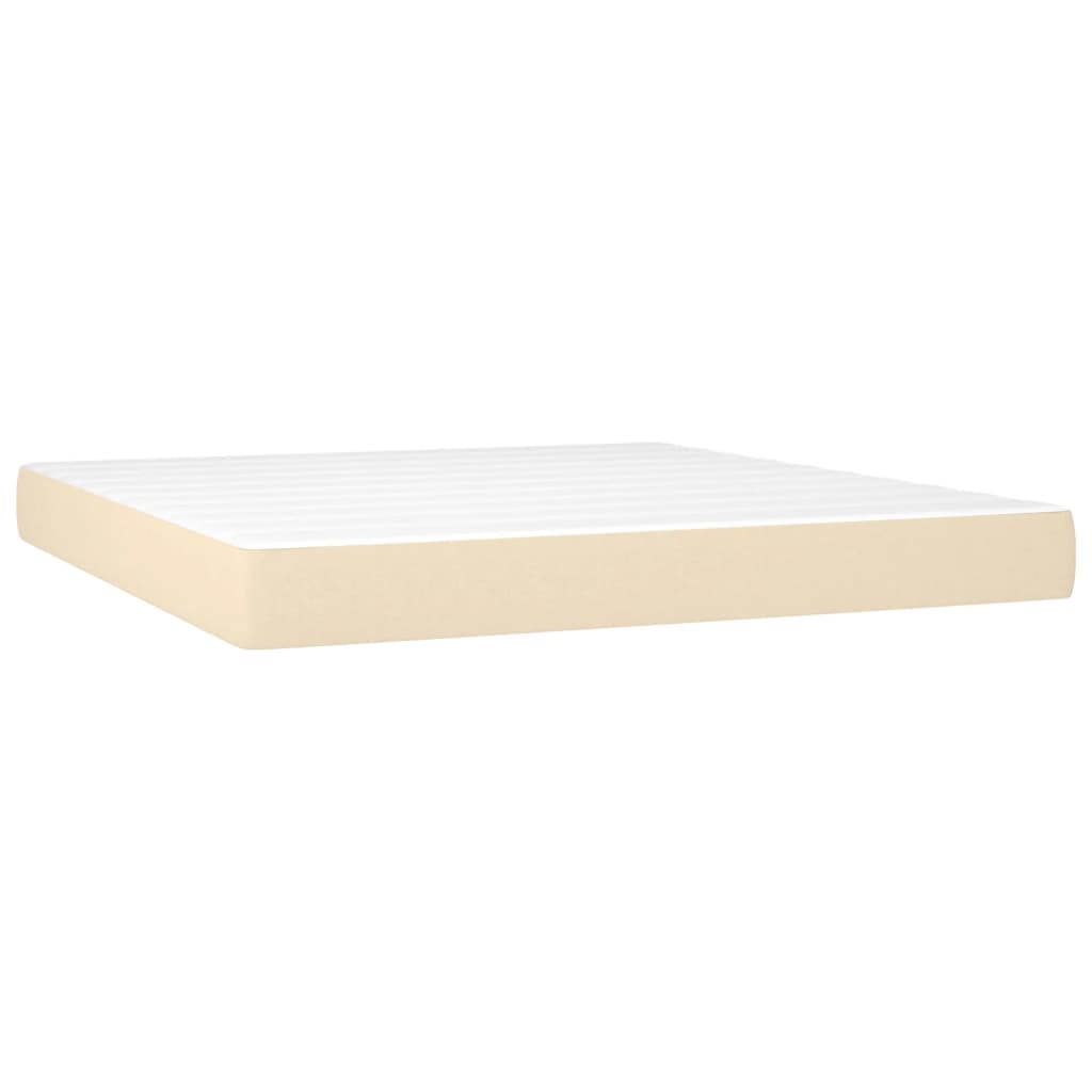 vidaXL Κρεβάτι Boxspring με Στρώμα & LED Κρεμ 160x200 εκ. Υφασμάτινο