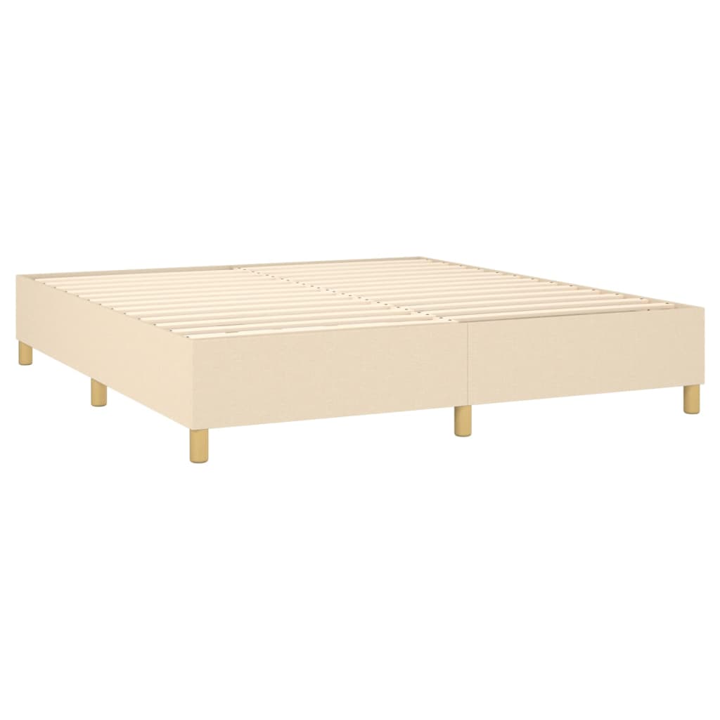 vidaXL Κρεβάτι Boxspring με Στρώμα & LED Κρεμ 180x200 εκ. Υφασμάτινο
