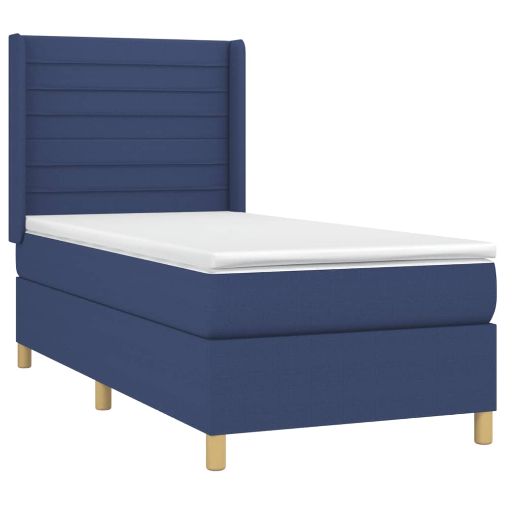 vidaXL Κρεβάτι Boxspring με Στρώμα & LED Μπλε 100x200 εκ. Υφασμάτινο