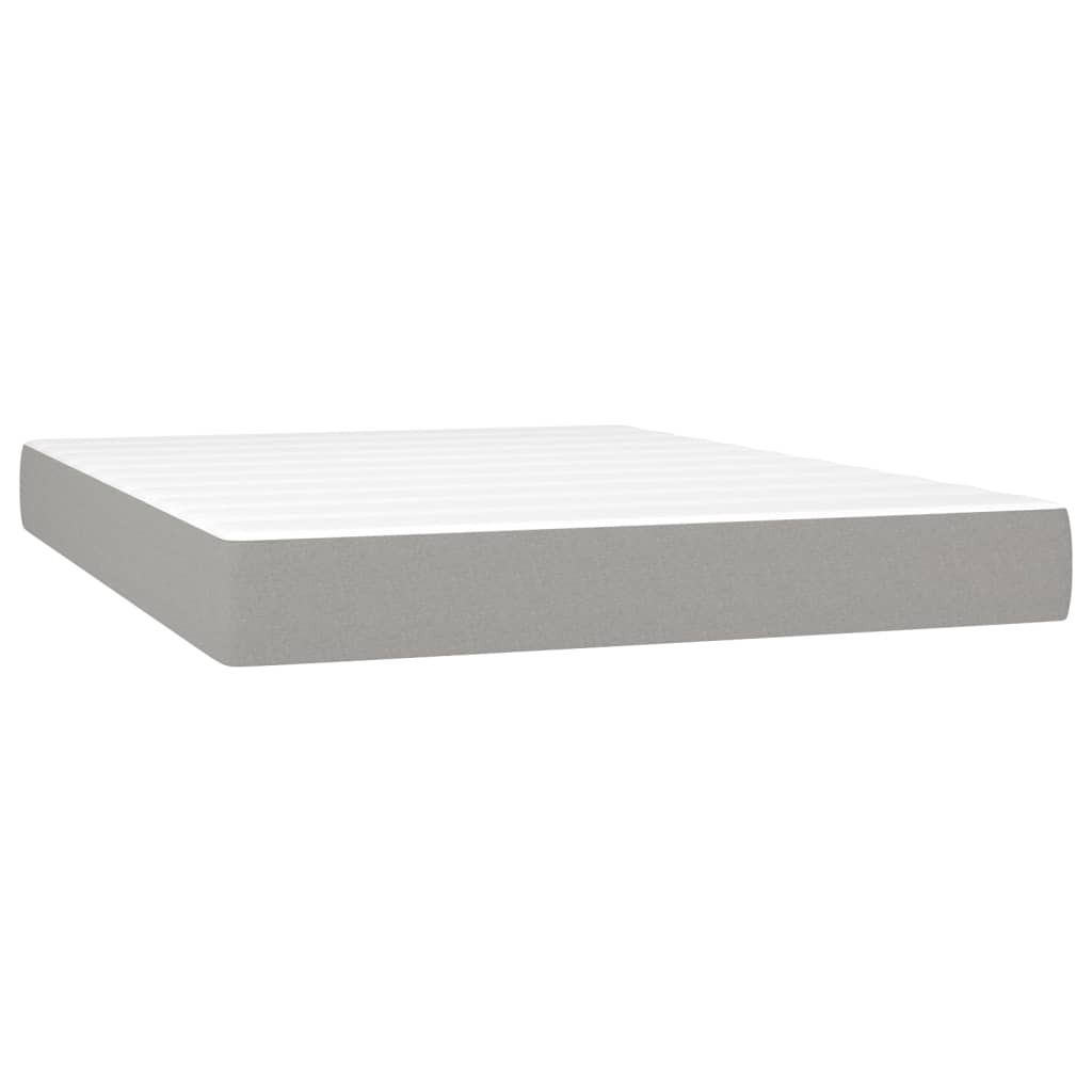 vidaXL Κρεβάτι Boxspring με Στρώμα & LED Αν.Γκρι 140x190εκ. Υφασμάτινο