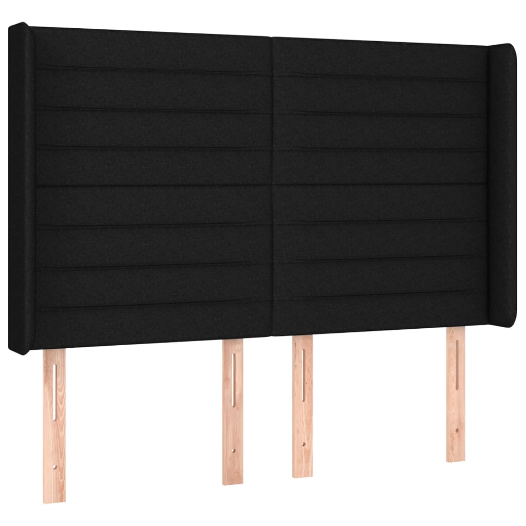 vidaXL Κρεβάτι Boxspring με Στρώμα & LED Μαύρο 140x200 εκ. Υφασμάτινο