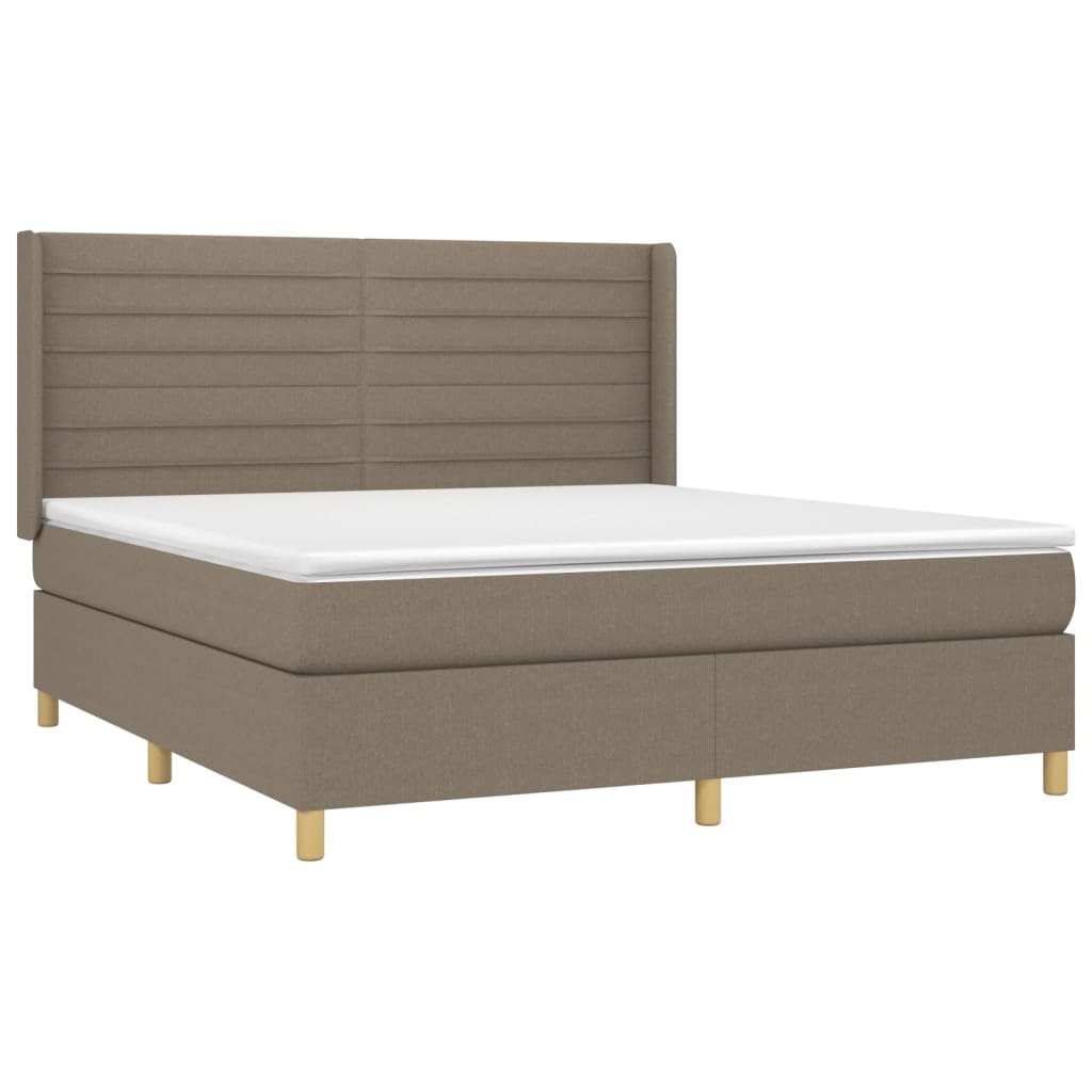 vidaXL Κρεβάτι Boxspring με Στρώμα & LED Taupe 160x200 εκ. Υφασμάτινο