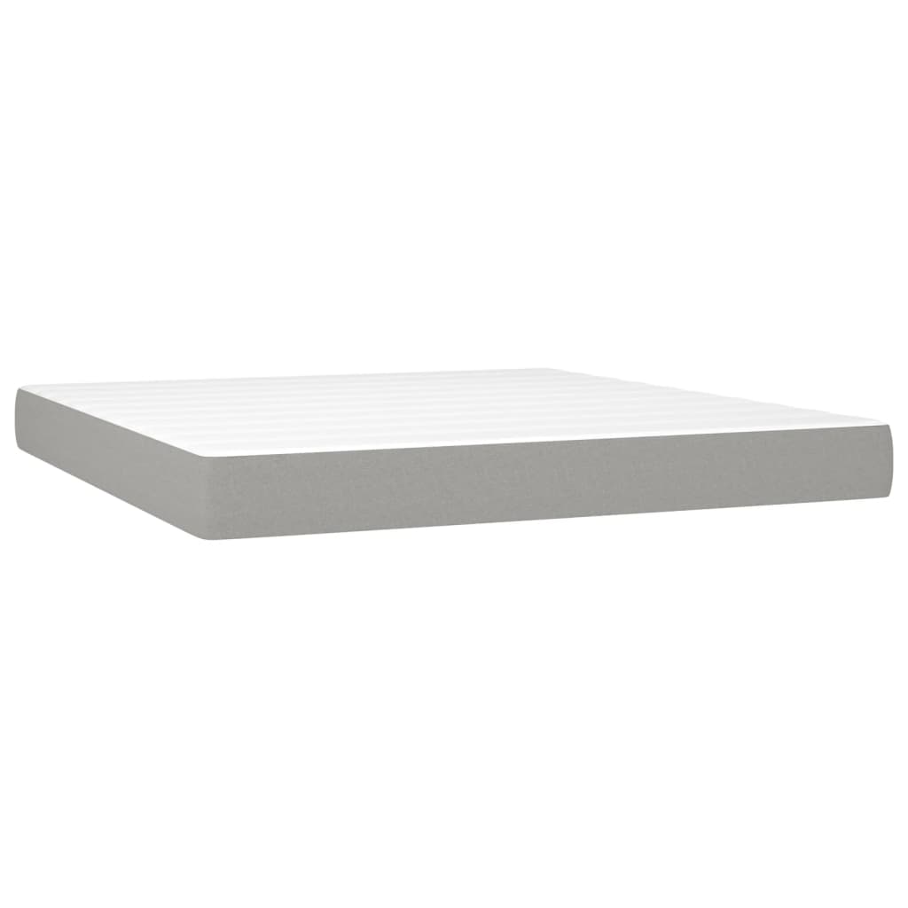 vidaXL Κρεβάτι Boxspring με Στρώμα & LED Αν.Γκρι 180x200εκ. Υφασμάτινο