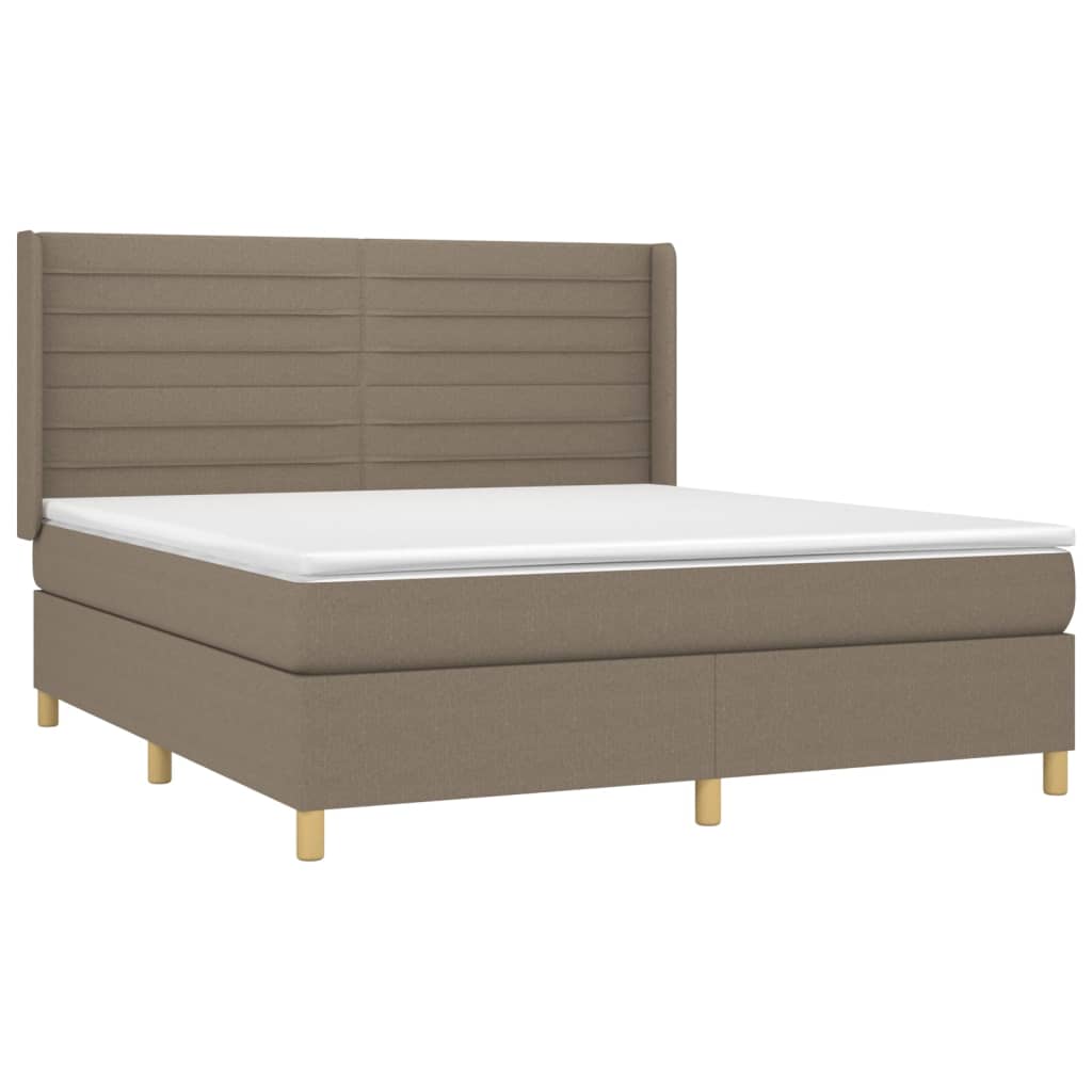 vidaXL Κρεβάτι Boxspring με Στρώμα & LED Taupe 180x200 εκ. Υφασμάτινο