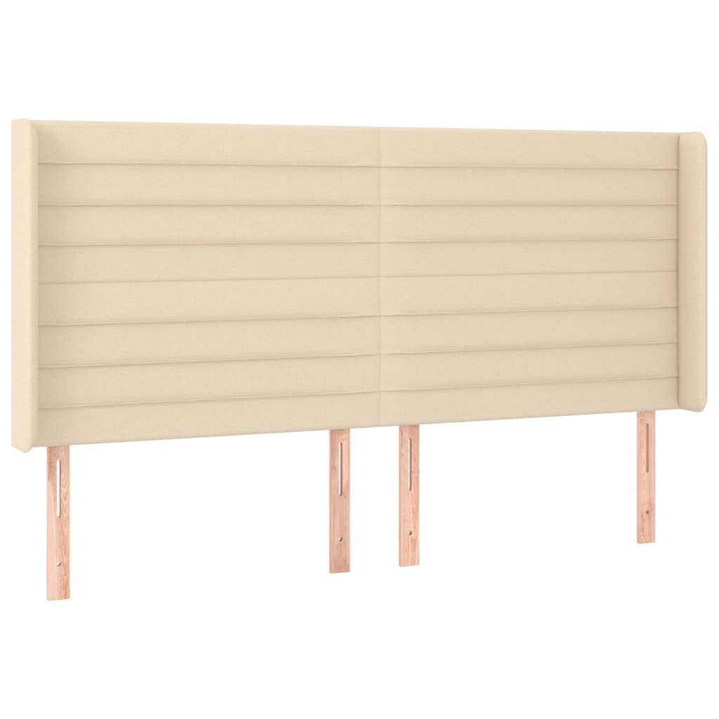 vidaXL Κρεβάτι Boxspring με Στρώμα & LED Κρεμ 180x200 εκ. Υφασμάτινο