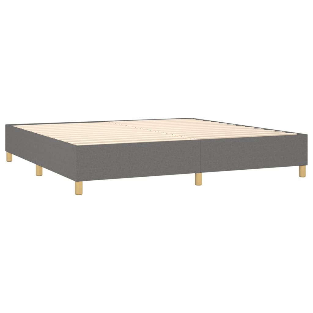 vidaXL Κρεβάτι Boxspring με Στρώμα & LED Σκ.Γκρι 200x200εκ. Υφασμάτινο