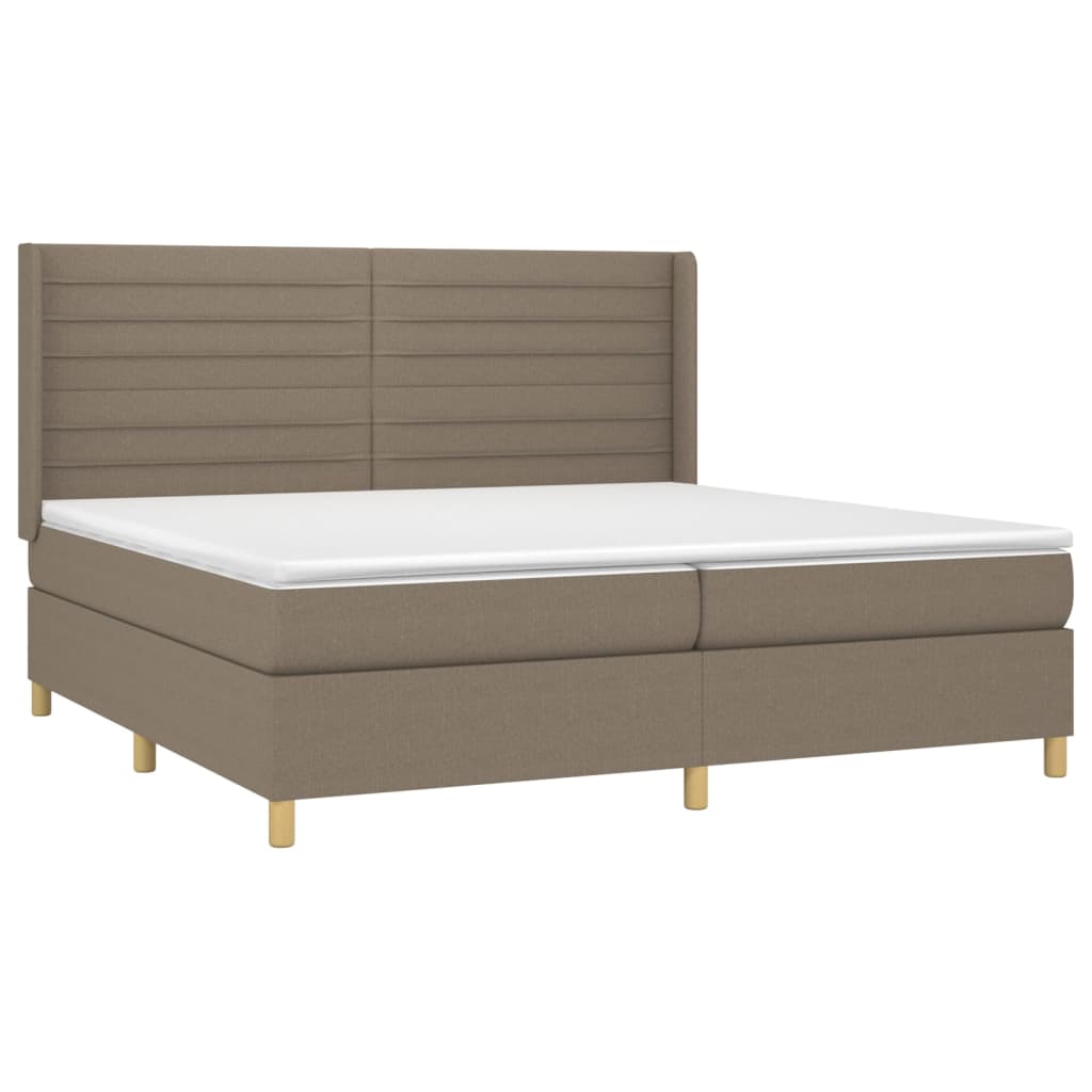 vidaXL Κρεβάτι Boxspring με Στρώμα & LED Taupe 200x200 εκ. Υφασμάτινο