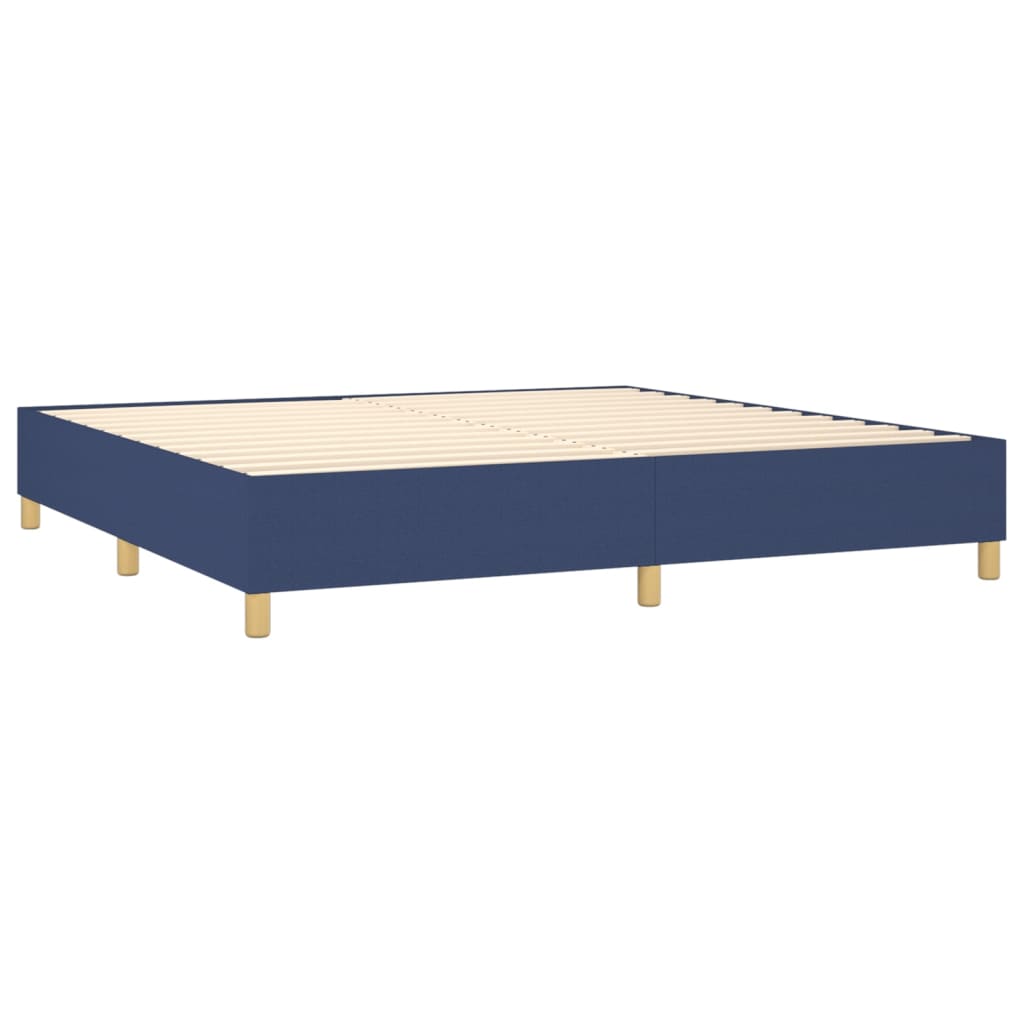vidaXL Κρεβάτι Boxspring με Στρώμα & LED Μπλε 200x200 εκ. Υφασμάτινο