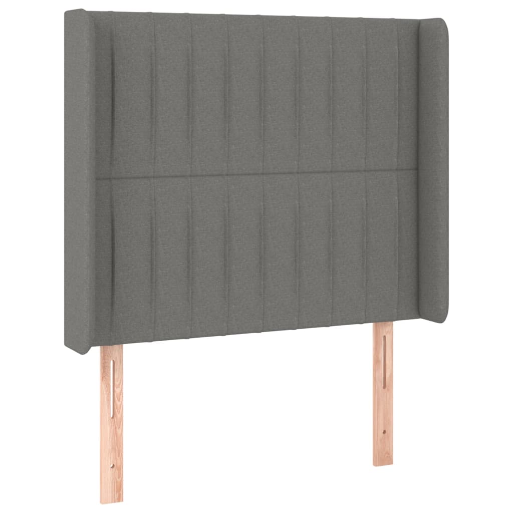 vidaXL Κρεβάτι Boxspring με Στρώμα & LED Σκ.Γκρι 80x200 εκ. Υφασμάτινο