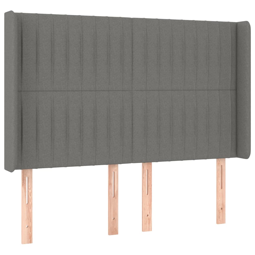 vidaXL Κρεβάτι Boxspring με Στρώμα & LED Σκ.Γκρι 140x190εκ. Υφασμάτινο