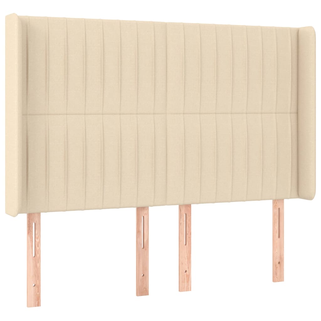 vidaXL Κρεβάτι Boxspring με Στρώμα & LED Κρεμ 140x190 εκ. Υφασμάτινο