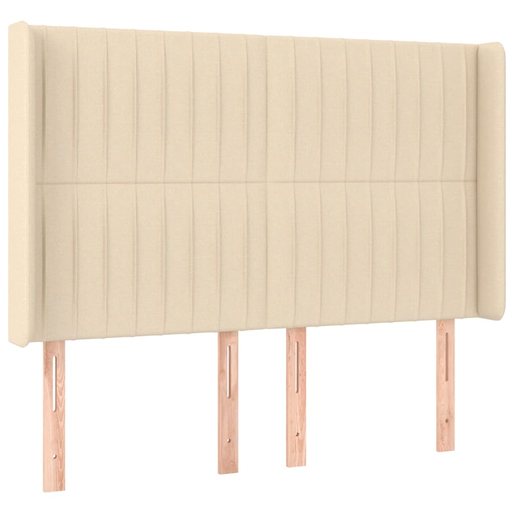 vidaXL Κρεβάτι Boxspring με Στρώμα & LED Κρεμ 140x200 εκ. Υφασμάτινο