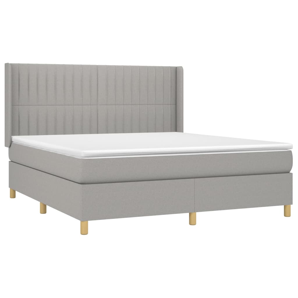 vidaXL Κρεβάτι Boxspring με Στρώμα & LED Αν.Γκρι 160x200εκ. Υφασμάτινο