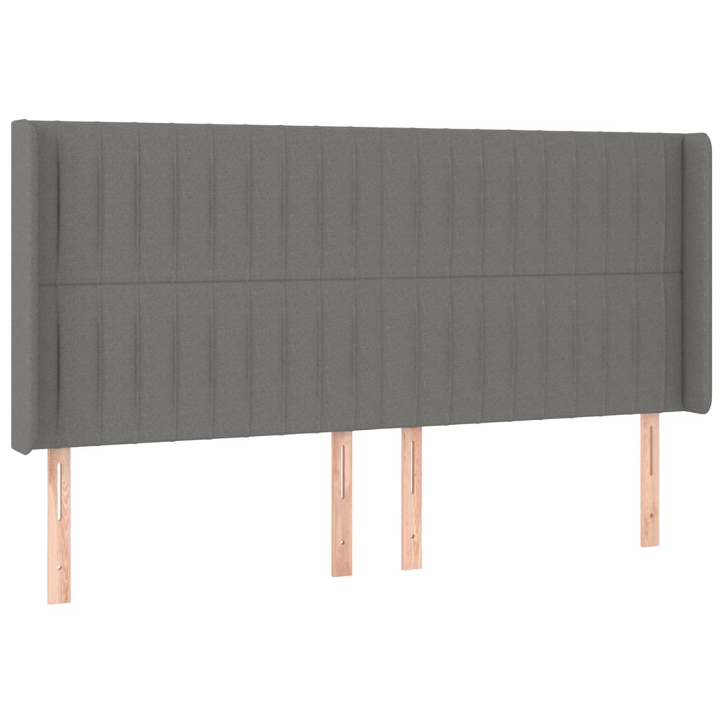 vidaXL Κρεβάτι Boxspring με Στρώμα & LED Σκ.Γκρι 160x200 εκ Υφασμάτινο