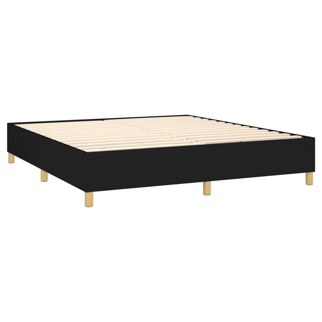 vidaXL Κρεβάτι Boxspring με Στρώμα & LED Μαύρο 160x200 εκ. Υφασμάτινο