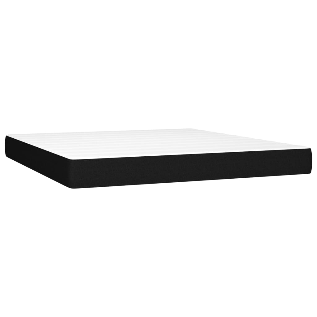 vidaXL Κρεβάτι Boxspring με Στρώμα & LED Μαύρο 160x200 εκ. Υφασμάτινο