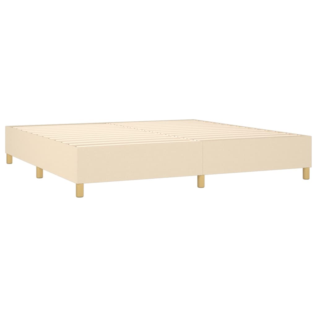 vidaXL Κρεβάτι Boxspring με Στρώμα & LED Κρεμ 200x200 εκ. Υφασμάτινο