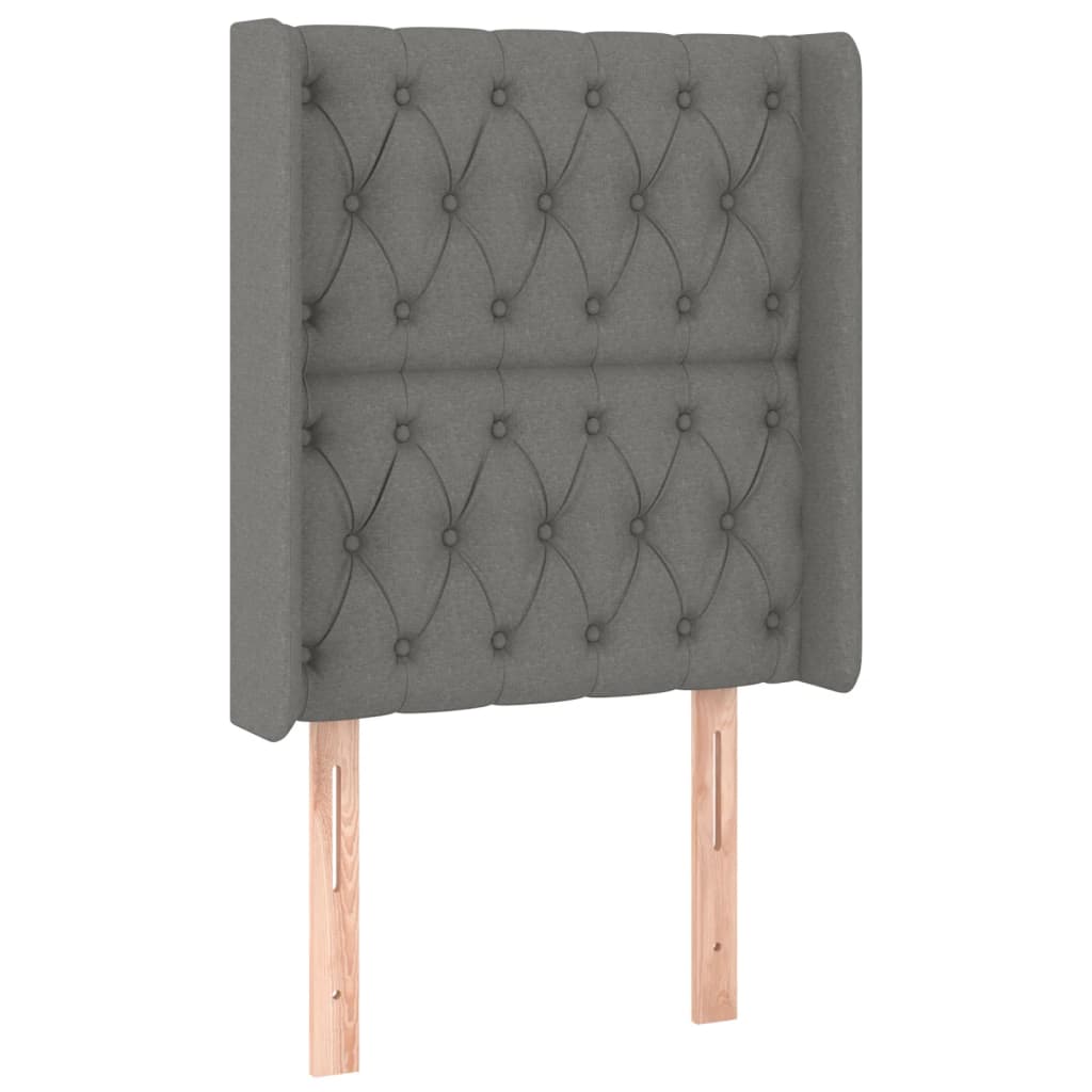 vidaXL Κρεβάτι Boxspring με Στρώμα & LED Σκ.Γκρι 80x200 εκ. Υφασμάτινο