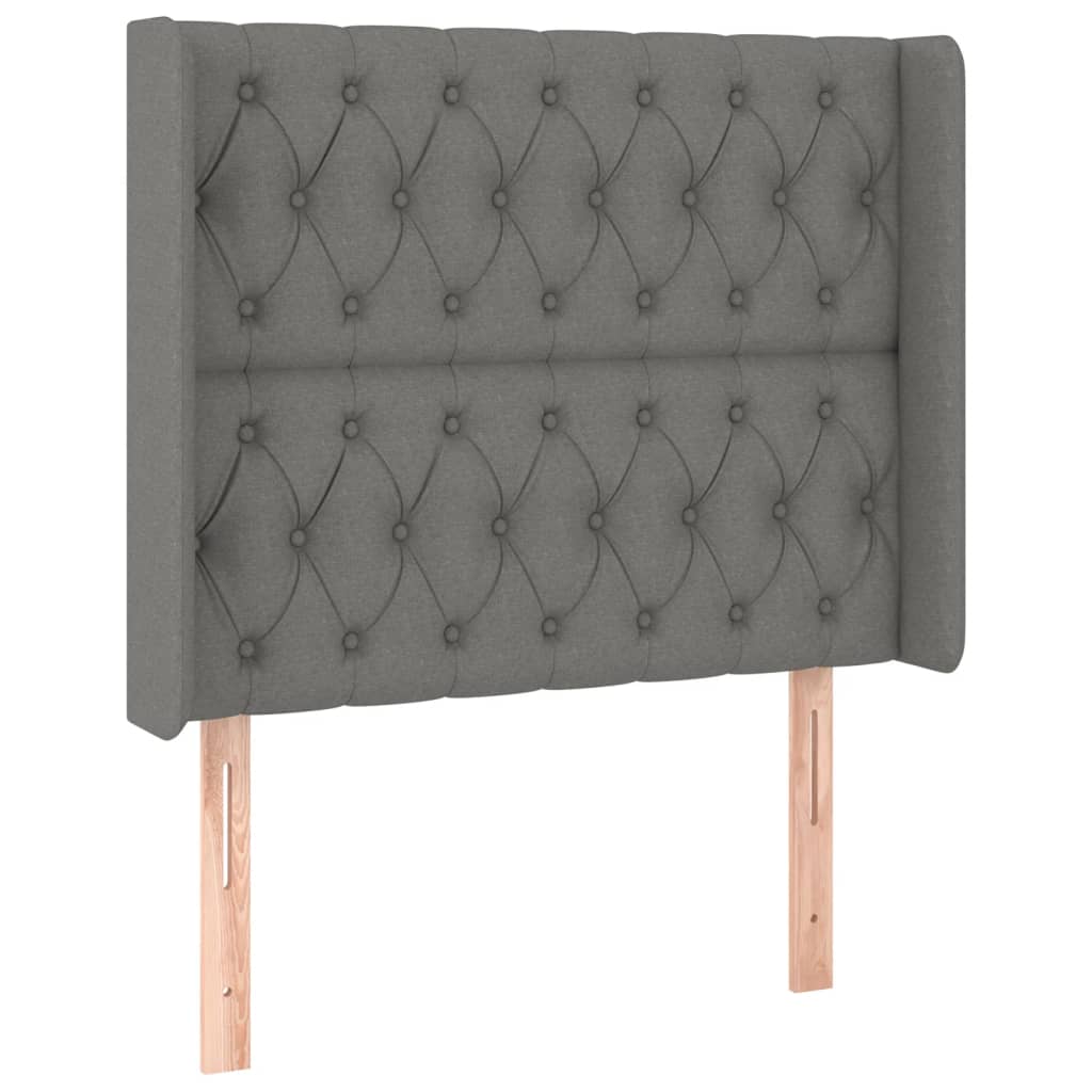 vidaXL Κρεβάτι Boxspring με Στρώμα & LED Σκ.Γκρι 90x190 εκ. Υφασμάτινο