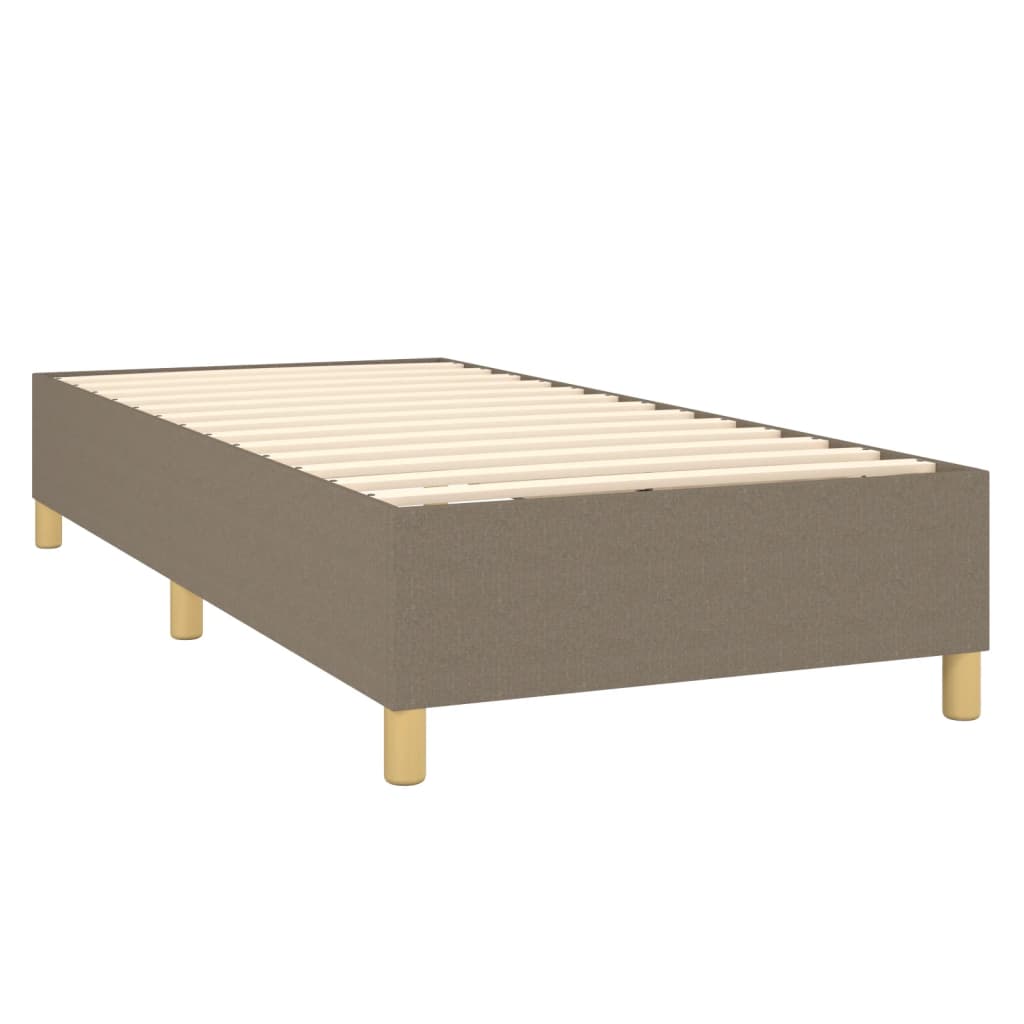 vidaXL Κρεβάτι Boxspring με Στρώμα & LED Taupe 90x200 εκ. Υφασμάτινο