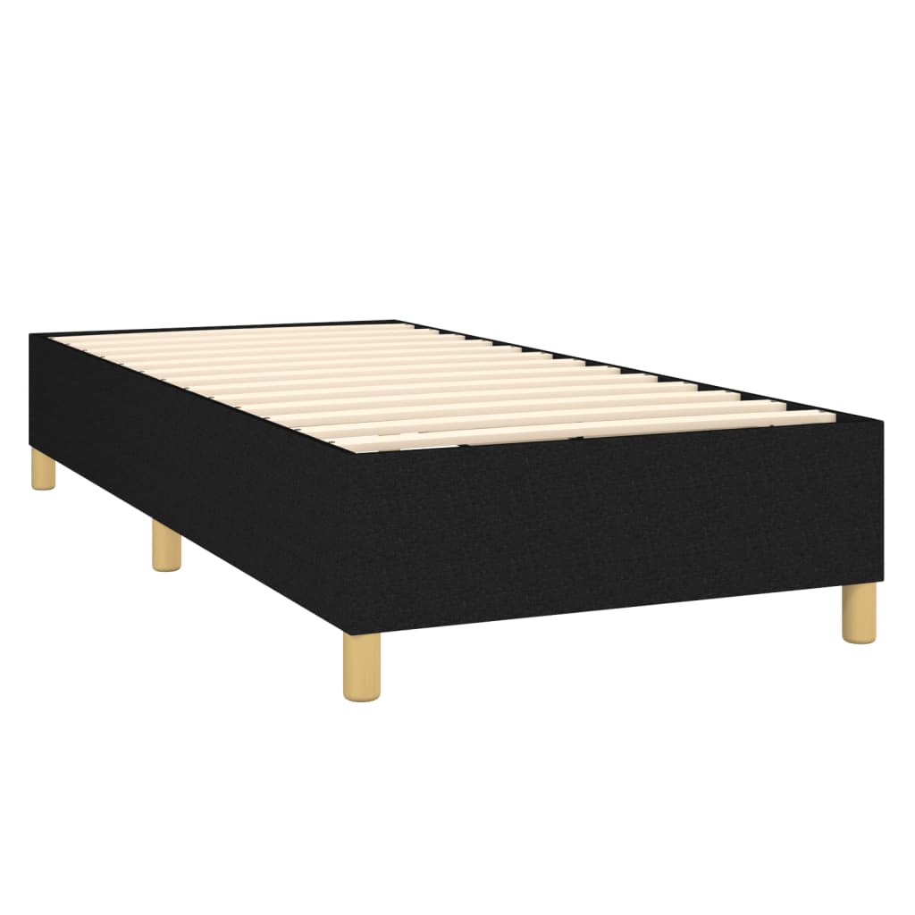vidaXL Κρεβάτι Boxspring με Στρώμα & LED Μαύρο 100x200 εκ. Υφασμάτινο
