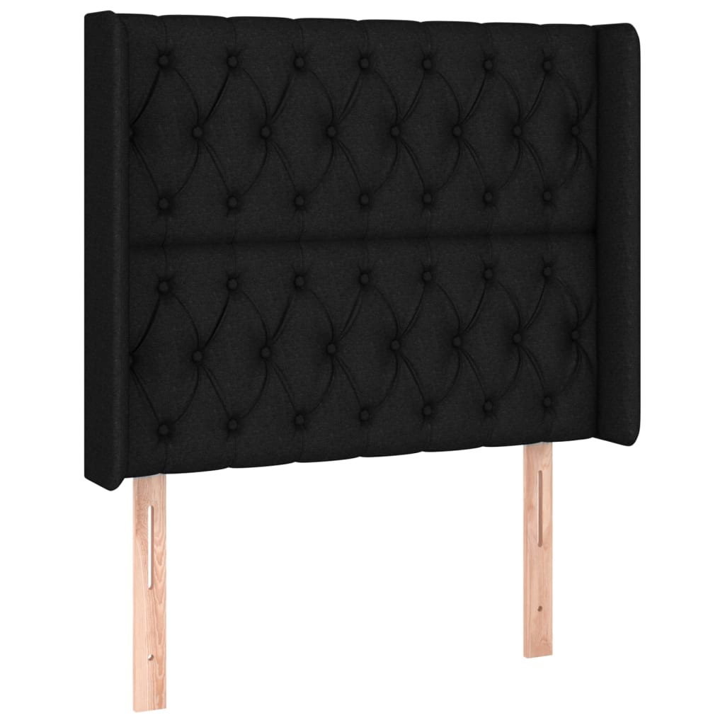 vidaXL Κρεβάτι Boxspring με Στρώμα & LED Μαύρο 100x200 εκ. Υφασμάτινο