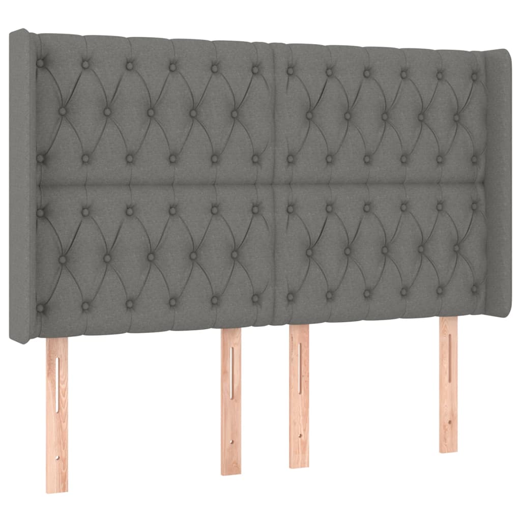 vidaXL Κρεβάτι Boxspring με Στρώμα & LED Σκ.Γκρι 140x190εκ. Υφασμάτινο
