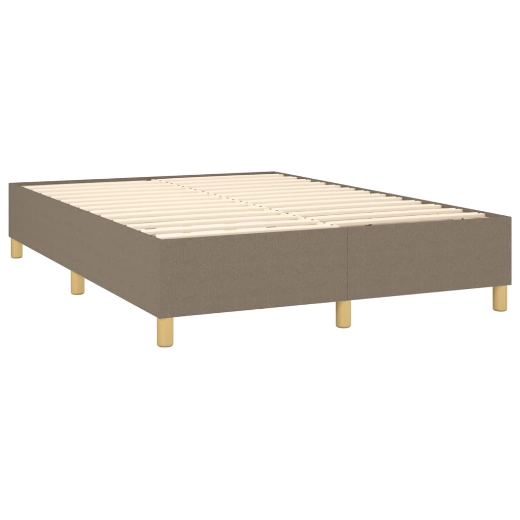 vidaXL Κρεβάτι Boxspring με Στρώμα & LED Taupe 140x190 εκ. Υφασμάτινο