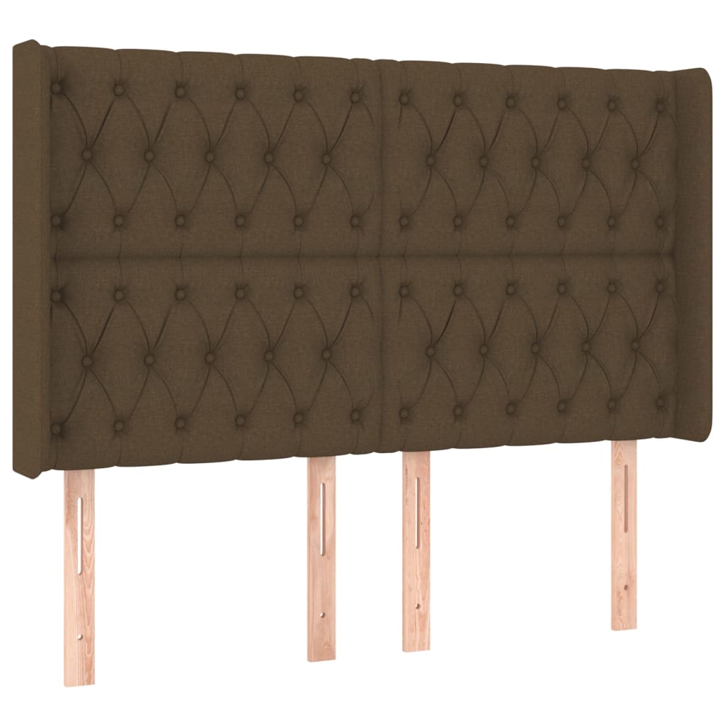 vidaXL Κρεβάτι Boxspring με Στρώμα & LED Σκ.Καφέ 140x200 εκ Υφασμάτινο