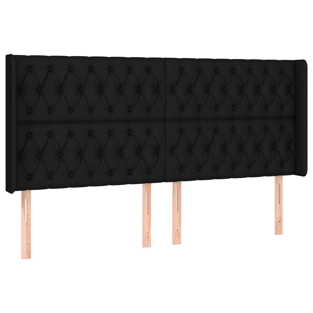 vidaXL Κρεβάτι Boxspring με Στρώμα & LED Μαύρο 200x200 εκ. Υφασμάτινο