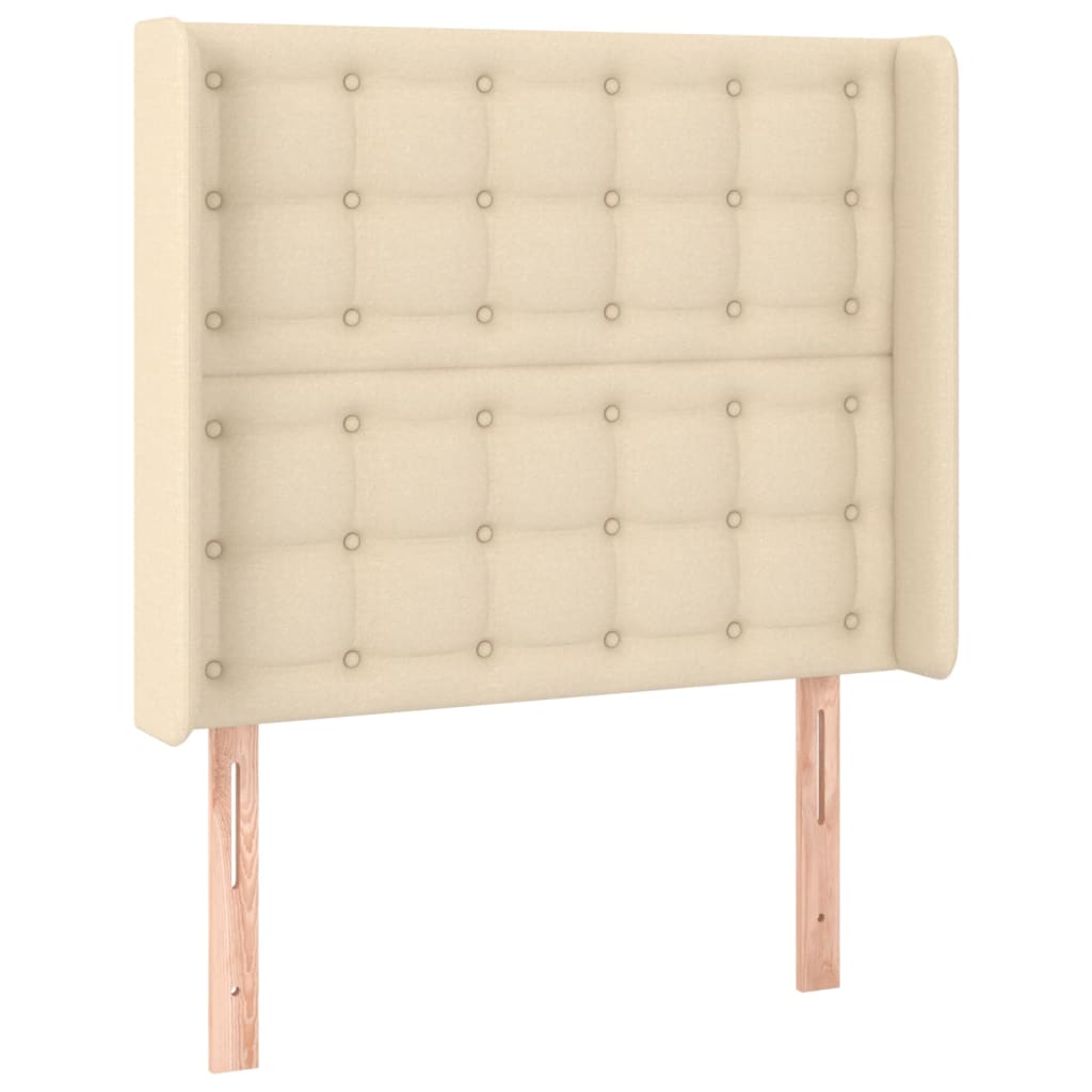 vidaXL Κρεβάτι Boxspring με Στρώμα & LED Κρεμ 90x190 εκ. Υφασμάτινο
