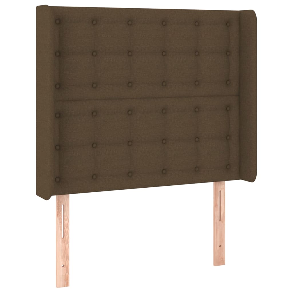 vidaXL Κρεβάτι Boxspring με Στρώμα & LED Σκ.Καφέ 90x200 εκ. Υφασμάτινο