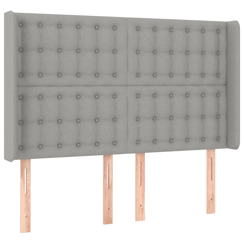 vidaXL Κρεβάτι Boxspring με Στρώμα & LED Αν.Γκρι 140x190εκ. Υφασμάτινο