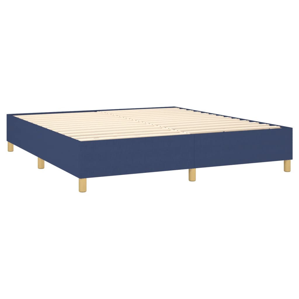 vidaXL Κρεβάτι Boxspring με Στρώμα & LED Μπλε 180x200 εκ. Υφασμάτινο