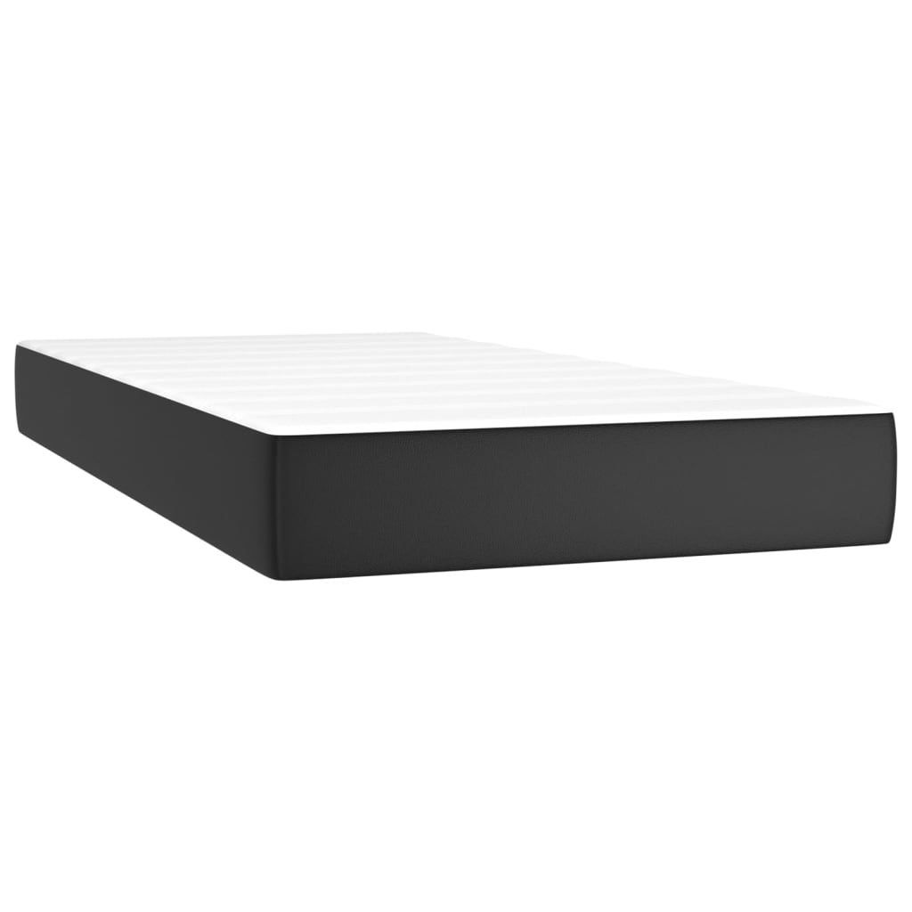 vidaXL Κρεβάτι Boxspring με Στρώμα & LED Μαύρο 90x190 εκ. Συνθ. Δέρμα
