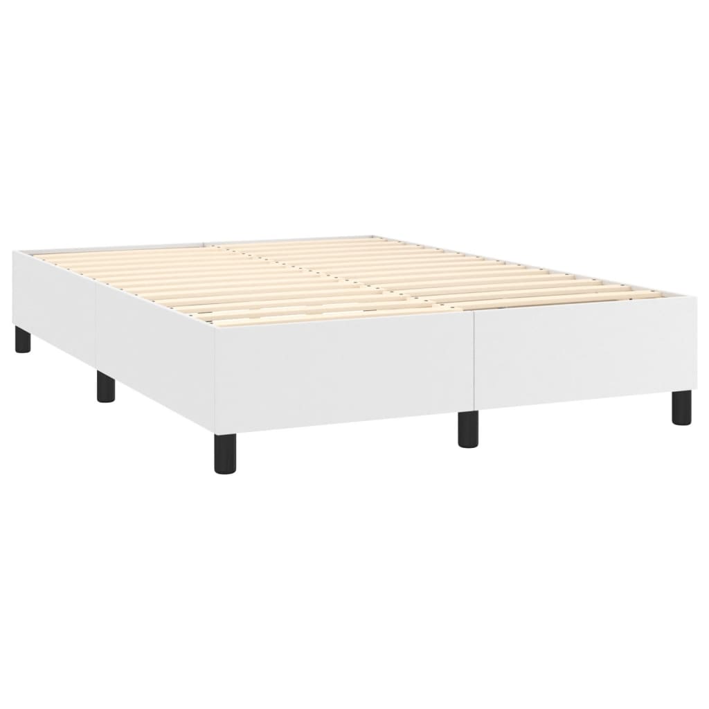 vidaXL Κρεβάτι Boxspring με Στρώμα & LED Λευκό 140x190 εκ. Συνθ. Δέρμα